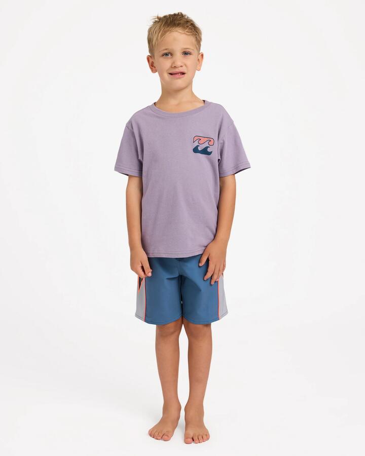 Image of T-Shirts. Product name - Billabong Boys 2-7 Groms Crayon Wave T-Shirt Purple Ash in Purple Ash colour by brand - Billabong
