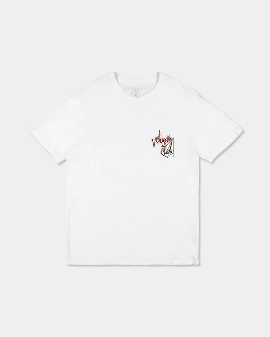 Image of T-Shirts. Product name - Volcom Mens Stone Script T-Shirt White in White colour by brand - Volcom