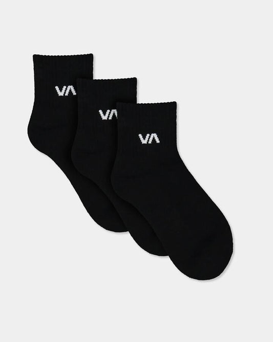 Image of Socks. Product name - Rvca Womens Va Mini Crew Socks Black Black in Black Black colour by brand - Rvca