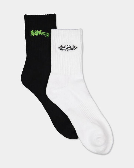 Image of Socks. Product name - Billabong Mens Creed 2 Pack Crew Socks Multi in Multi colour by brand - Billabong