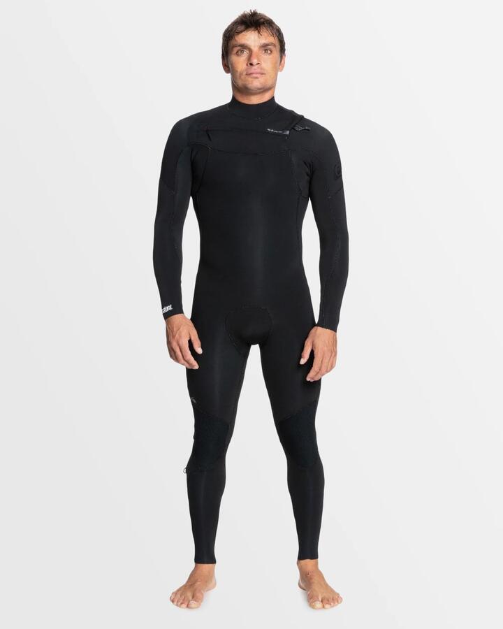 Image of Wetsuits. Product name - Quiksilver Mens 4/3Mm Everyday Sessions Chest Zip Wetsuit Black in Black colour by brand - Quiksilver