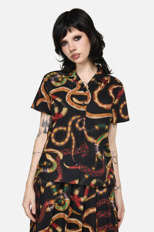 Image of Blouses. Productname: Reptilian Print Blouse in Multi colour by brand - Dangerfield