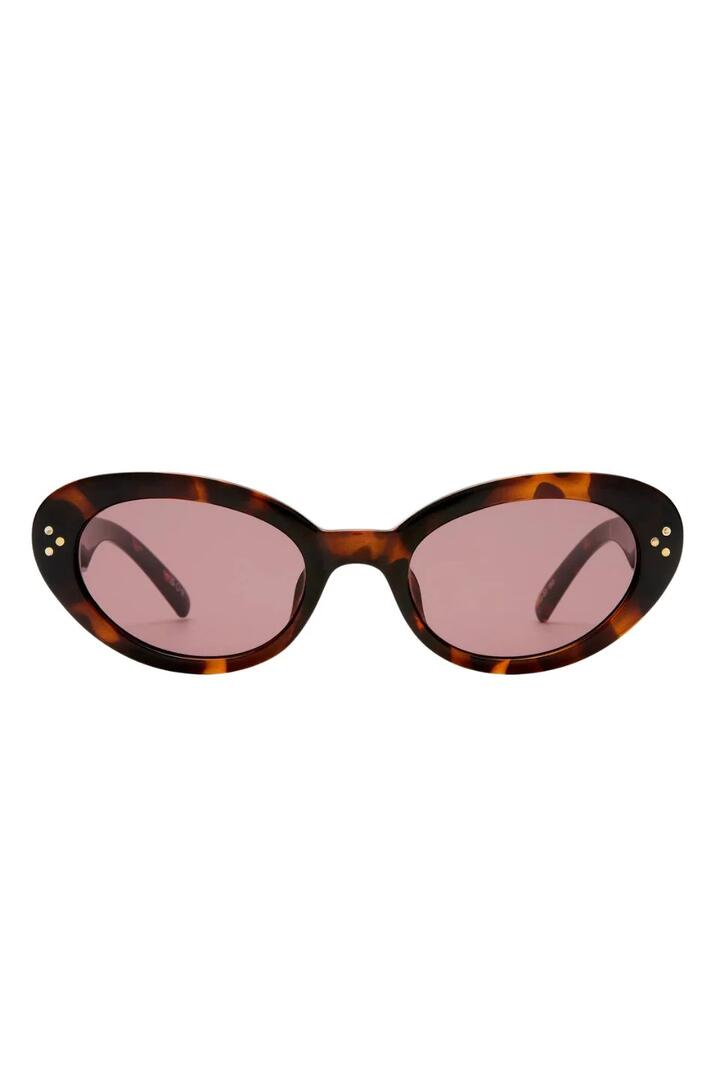 Image of Sunglasses. Product name - Tootsie Tort Smokey Lens Round Cat Eye Sunglasses in colour by brand - Le Specs