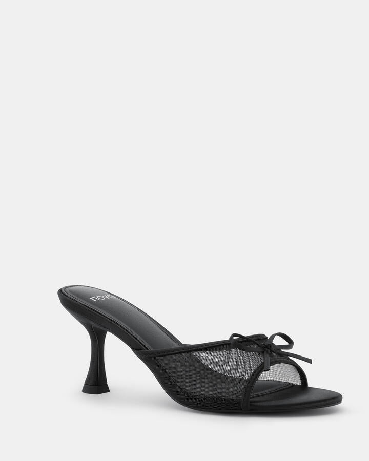 Image of Heels. Product name - Florian Black Vegan Heels in Black colour by brand - Novo