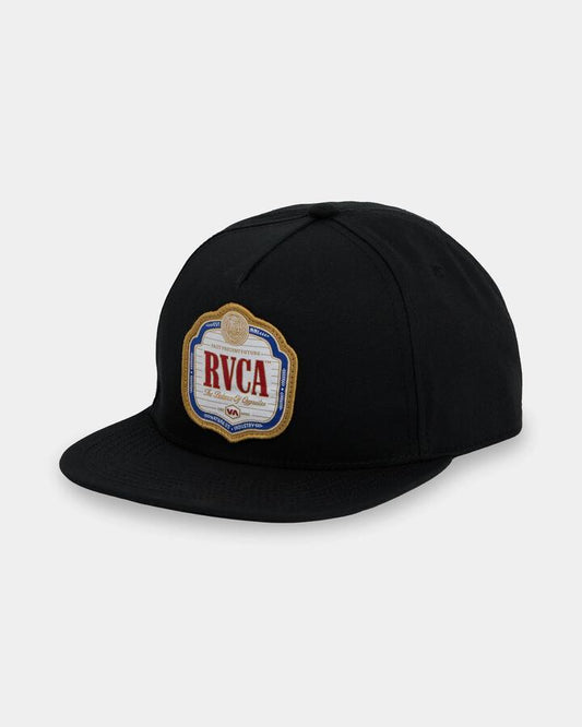 Image of Hats. Product name - RVCA Mens Philsner Snapback Cap Black in Black colour by brand - RVCA