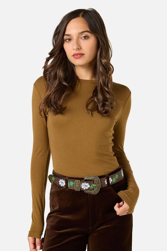 Image of Belts. Productname: Beautiful Tooled Belt in Chocolate colour by brand - Princess Highway