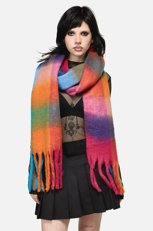 Image of Scarves & Shawls. Productname: Rainbow Check Scarf in Rainbow colour by brand - Dangerfield