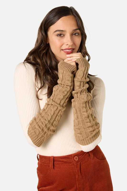Image of Gloves & Mittens. Productname: Tan Long Fingerless Gloves in Tan colour by brand - Princess Highway