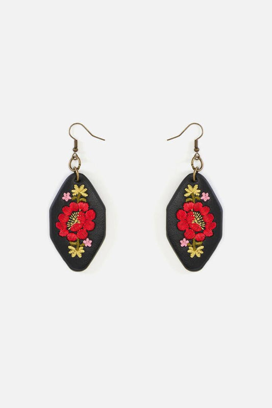 Image of Earrings. Productname: Joelle Embroidered Earrings in Black colour by brand - Princess Highway