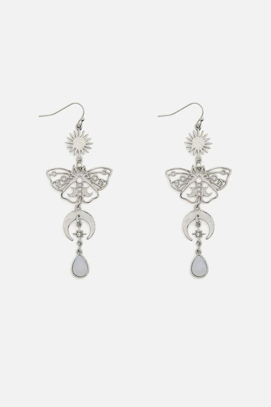 Image of Earrings. Productname: Midnight Garden Moth Earrings in Silver colour by brand - Princess Highway