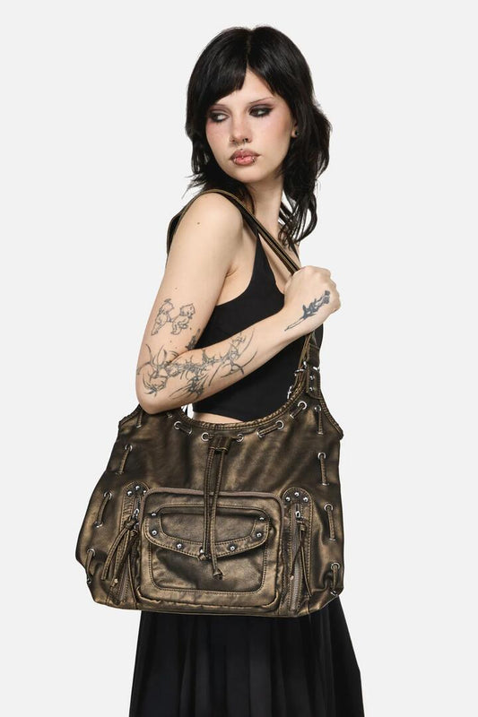 Image of Bags. Productname: Golden Large Slouch Stud Bag in Black/Gold colour by brand - Black Friday