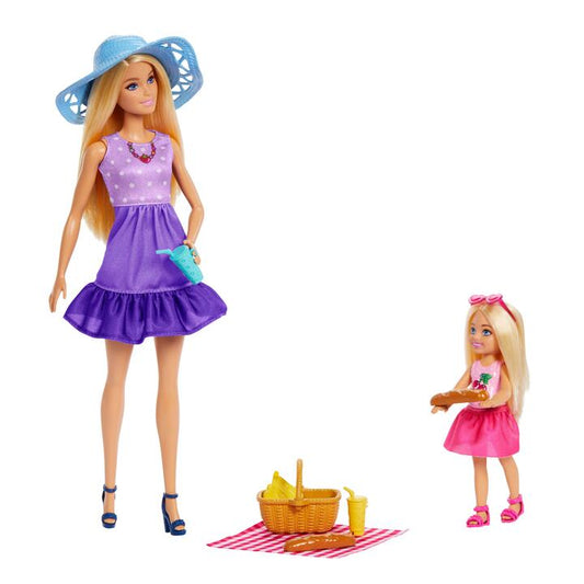 Image of Dolls. Product name - Barbie Family & Friends Dolls & Accessories, Picnic-Themed Playset with 2 Dolls & 9 Pieces in colour by brand - Barbie