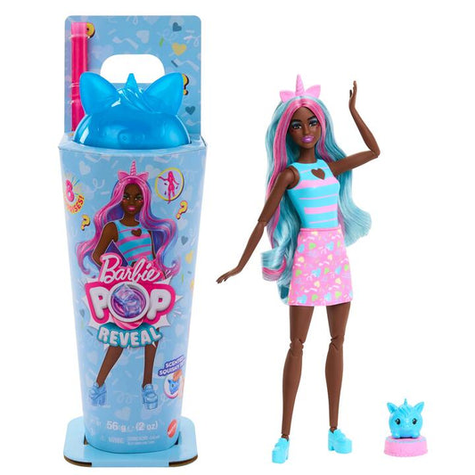 Image of Dolls. Product name - Barbie Pop Reveal Shakes Series Doll & Accessories Set, Scented Sweet Unicorn Fashion Doll in colour by brand - Barbie