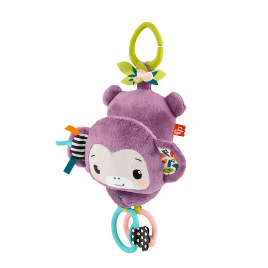Image of Bags. Product name - Fisher-Price Sing & Go Purple Monkey Plush Baby Stroller Sensory Toy for Newborns in colour by brand - Fisher-Price