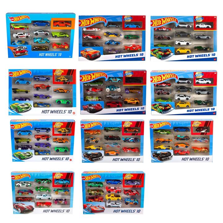 Image of Toy Cars. Product name - Hot Wheels 10-Car Pack, Assorted in colour by brand - Hot Wheels
