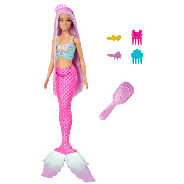 Image of Dolls. Product name - Barbie Mermaid Doll with 7-Inch-Long Fantasy Hair & Accessories for Styling Play in colour by brand - Barbie