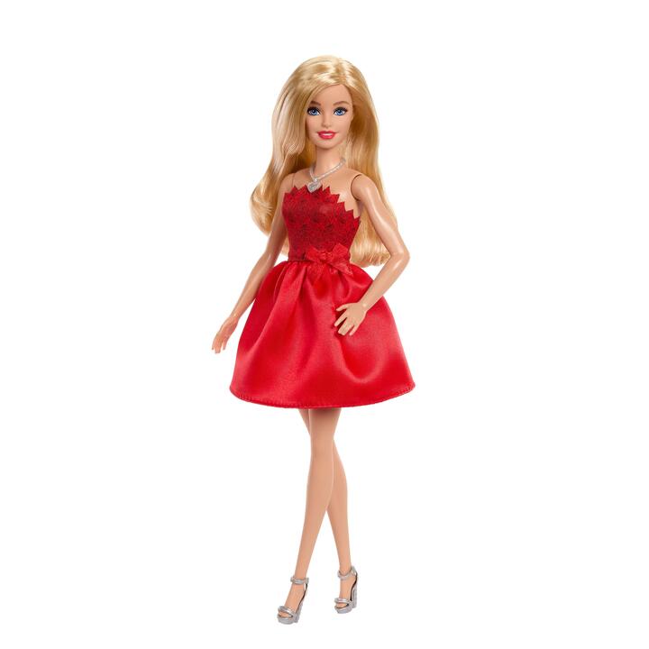 Image of Dolls. Product name - Barbie Mattel 80th Anniversary Ruby-Red Celebration Fashion Doll Wearing Red Dress with Accessories in colour by brand - Barbie