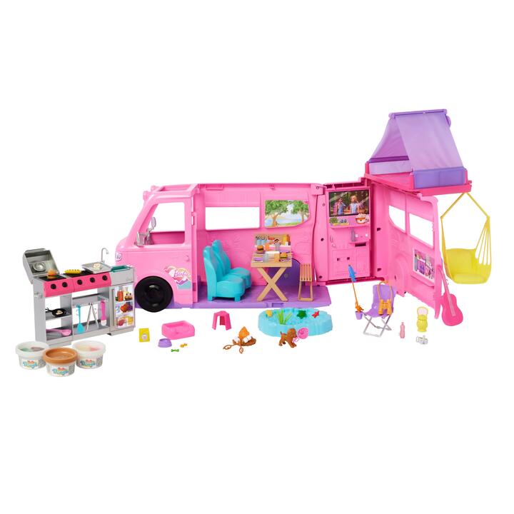 Image of Toy Playsets. Product name - Barbie Dream Camper Vehicle Playset in colour by brand - Barbie