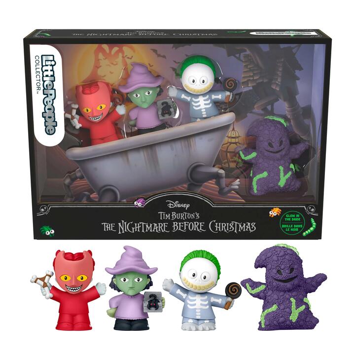 Image of Dolls. Product name - Little People Collector Disney Tim Burtonâs The Nightmare Before Christmas Lock Shock & Barrel Set in colour by brand - Little People Collector