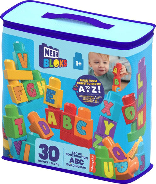 Image of Interlocking Blocks. Product name - Mega Bloks Abc Building Bag in colour by brand - MEGA