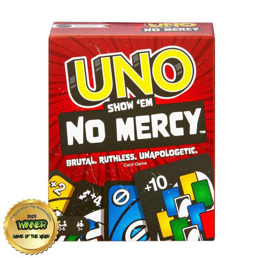 Image of Games. Product name - Uno Show 'Em No Mercy in colour by brand - Mattel Games