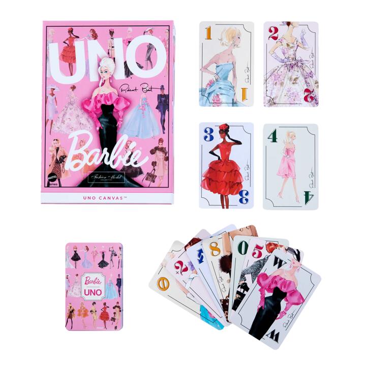 Image of Games. Product name - Uno Canvas Barbie in colour by brand - Mattel Games