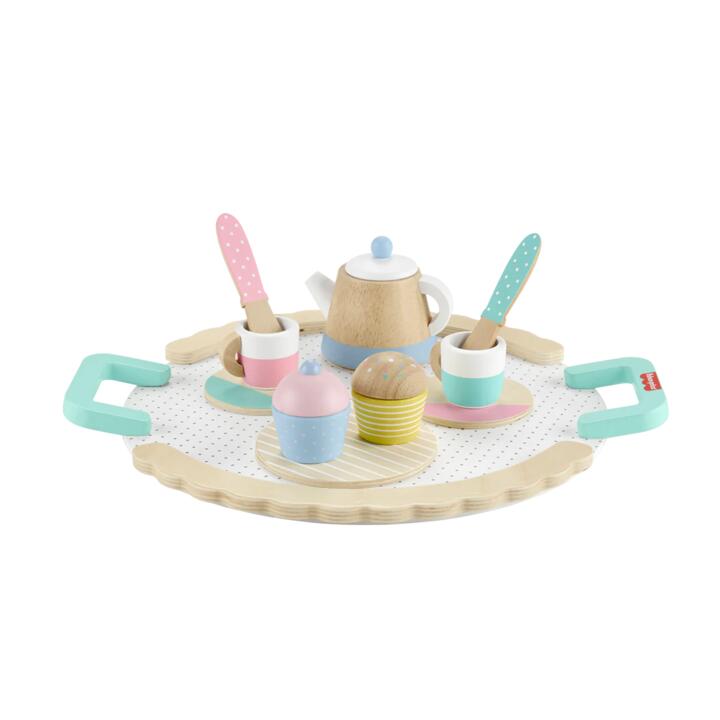 Image of Kitchen & Dining. Product name - Fisher-Price Wooden Tea Set in colour by brand - Fisher-Price