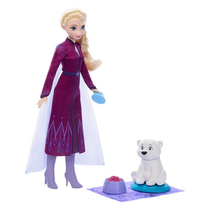 Image of Dolls. Product name - Disney Frozen Elsa Doll & Bear Cub in colour by brand - Disney Frozen