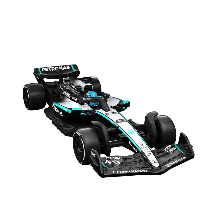 Image of Toy Cars. Product name - Hot Wheels Premium Collectible Mercedes-AMG PETRONAS Formula Oneâ¢ Team Car George Russell in colour by brand - Hot Wheels