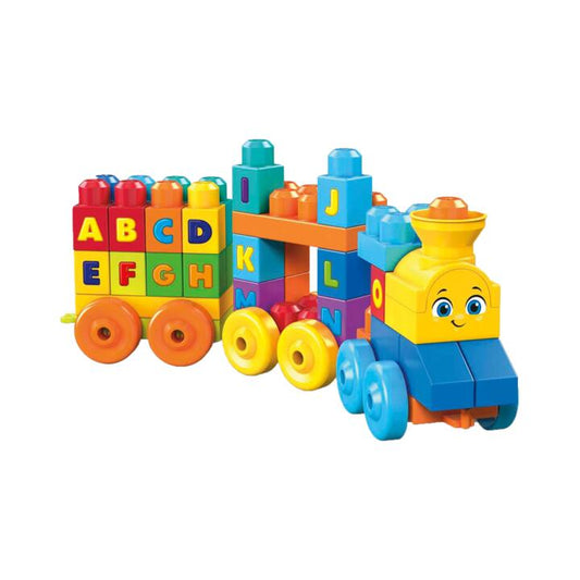 Image of Interlocking Blocks. Product name - Mega Bloks Abc Musical Train in colour by brand - MEGA