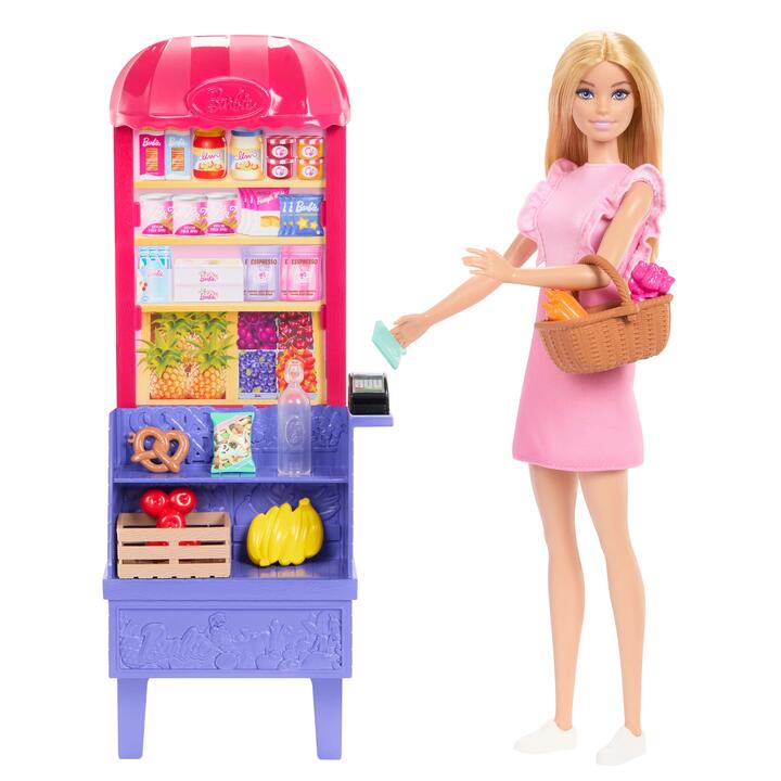 Image of Toy Playsets. Product name - Barbie and Teresa Recipe for Friendship Malibu at the Market Doll & Playset in colour by brand - Barbie