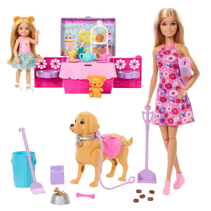 Image of Accessories. Product name - Bundle: Barbie Tea Party & Walk & Potty Pup 2 Pack in colour by brand - Barbie