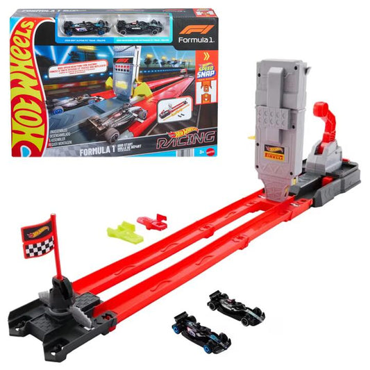 Image of Toy Playsets. Product name - Hot Wheels Racing Formula 1Â® Grid Start Track Set & 2 Die-Cast F1Â® Cars in 1:64 Scale in colour by brand - Hot Wheels