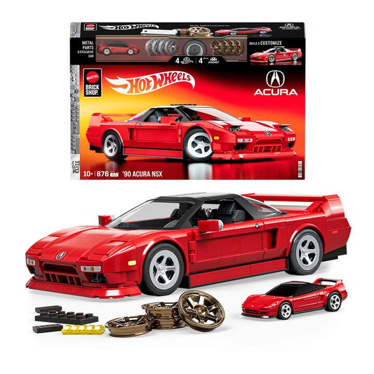 Image of Toy Cars. Product name - Mattel Brick Shop Hot Wheels â90 Acura NSX Building Set in colour by brand - Mattel Brick Shop