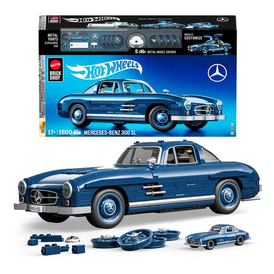 Image of Toy Cars. Product name - Mattel Brick Shop Hot Wheels Mercedes-Benz 300 SL Building Set in colour by brand - Mattel Brick Shop