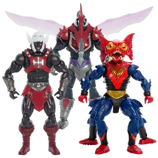 Image of Action Figures. Product name - Bundle: MOTU Masterverse 3 Pack Action Figures Anti-Eternia He-Man, Mantenna & Mosquitor in colour by brand - Masters of the Universe