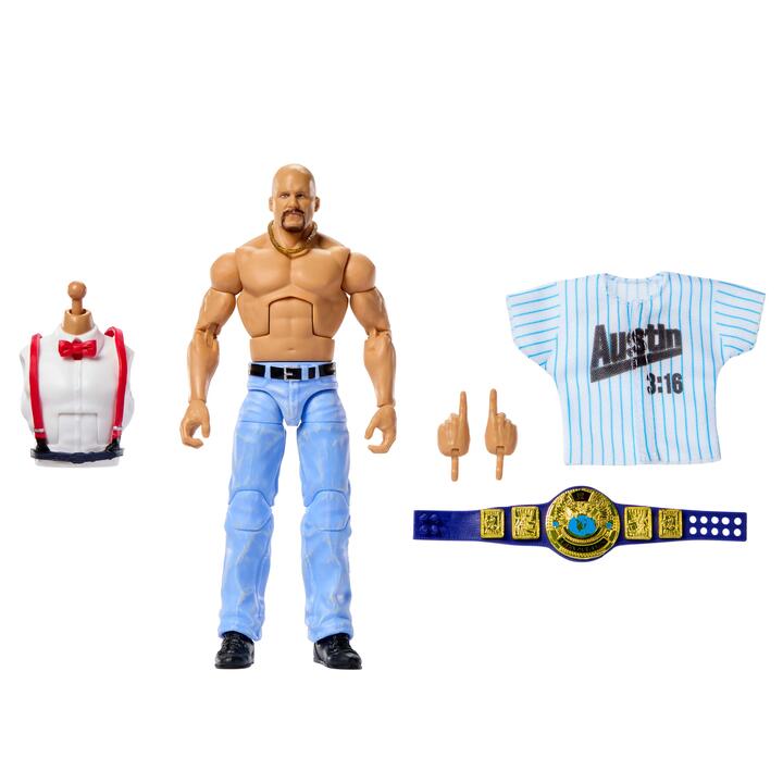 Image of Action Figures. Product name - WWE Elite Legends "Stone Cold" Steve Austin Action Figure in colour by brand - WWE
