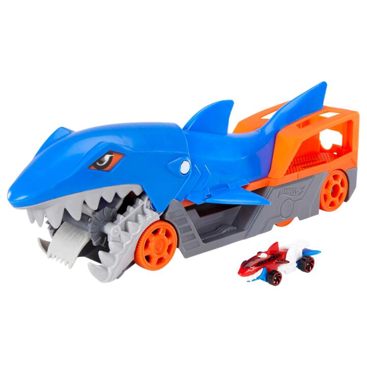 Image of Toy Playsets. Product name - Hot Wheels Shark Chomp Transporter in colour by brand - Hot Wheels