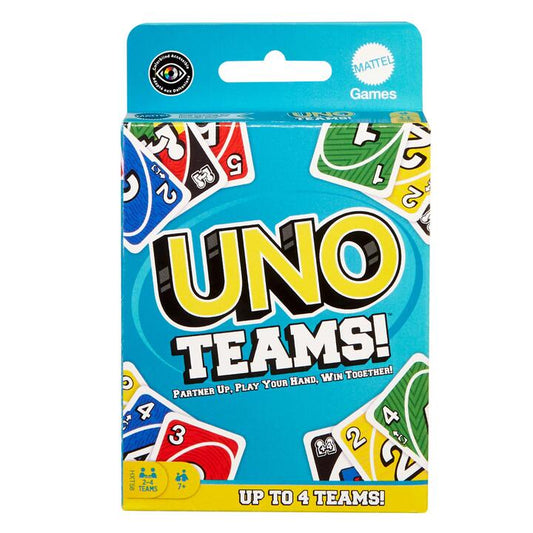 Image of Games. Product name - UNO Teams Card Game for Family Nights, Game Nights, Travel, Camping & Parties in colour by brand - Mattel Games