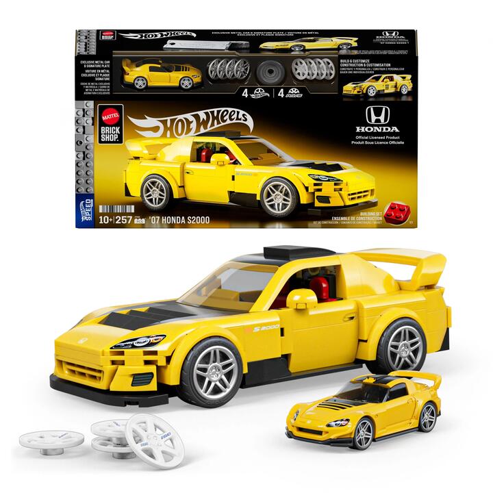 Image of Toy Cars. Product name - Mattel Brick Shop Hot Wheels â07 Honda S2000 Building Toy Kit (257 Pieces), for Collectors in colour by brand - Mattel Brick Shop