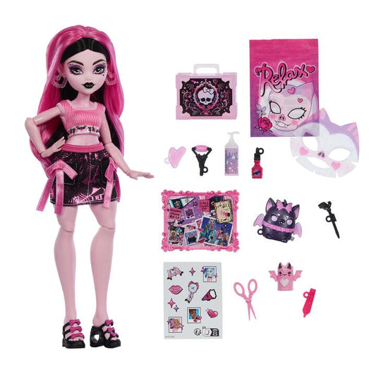 Image of Dolls. Product name - Monster High Self-Scare Secrets Draculaura Fashion Doll with 13 Realistic Accessories in colour by brand - Monster High