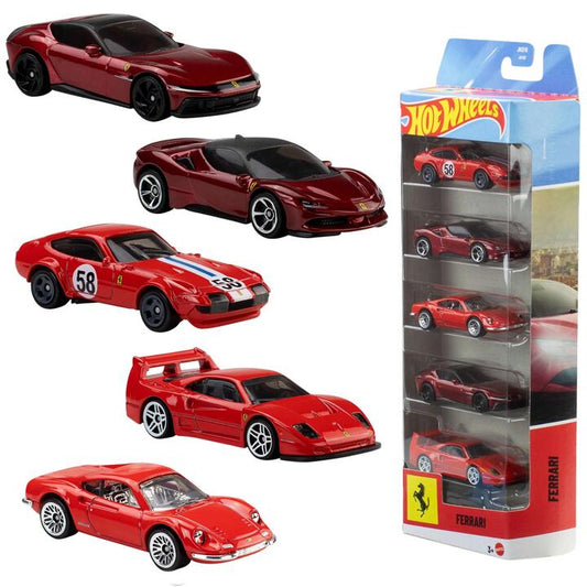 Image of Toy Cars. Product name - Hot Wheels Ferrari 5-Pack in colour by brand - Hot Wheels