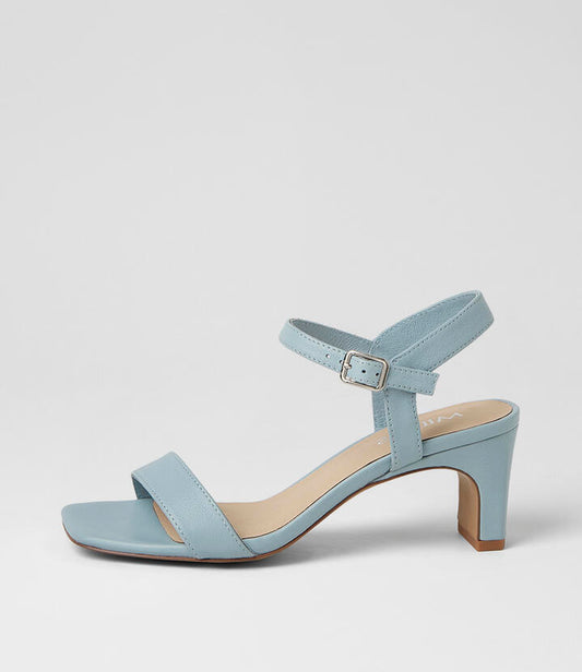 Image of Sandals. Product name - Haspel Pale Blue Leather Sandals in Pale Blue colour by brand - MIDAS