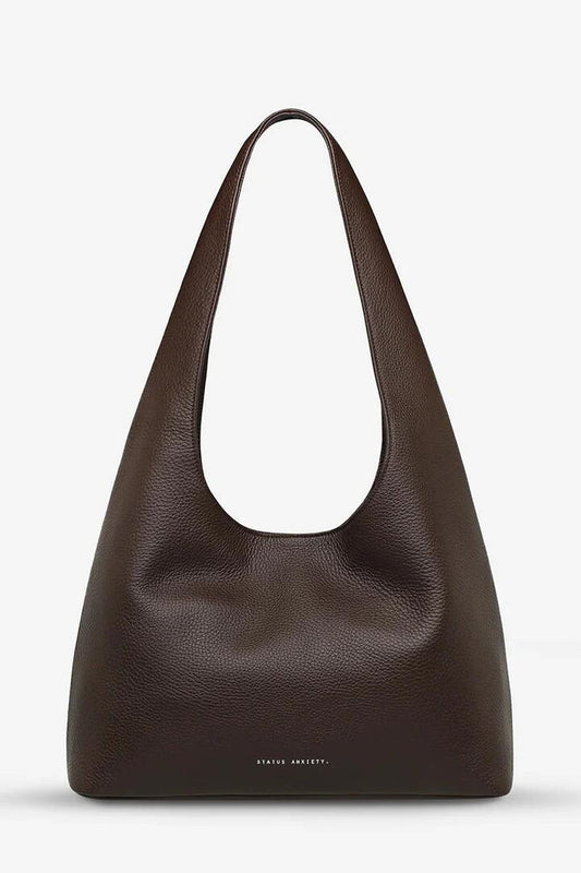 Image of Bags. Product name - Solstice Cocoa Large Slouch Leather Shoulder Bag in Brown colour by brand - Status Anxiety