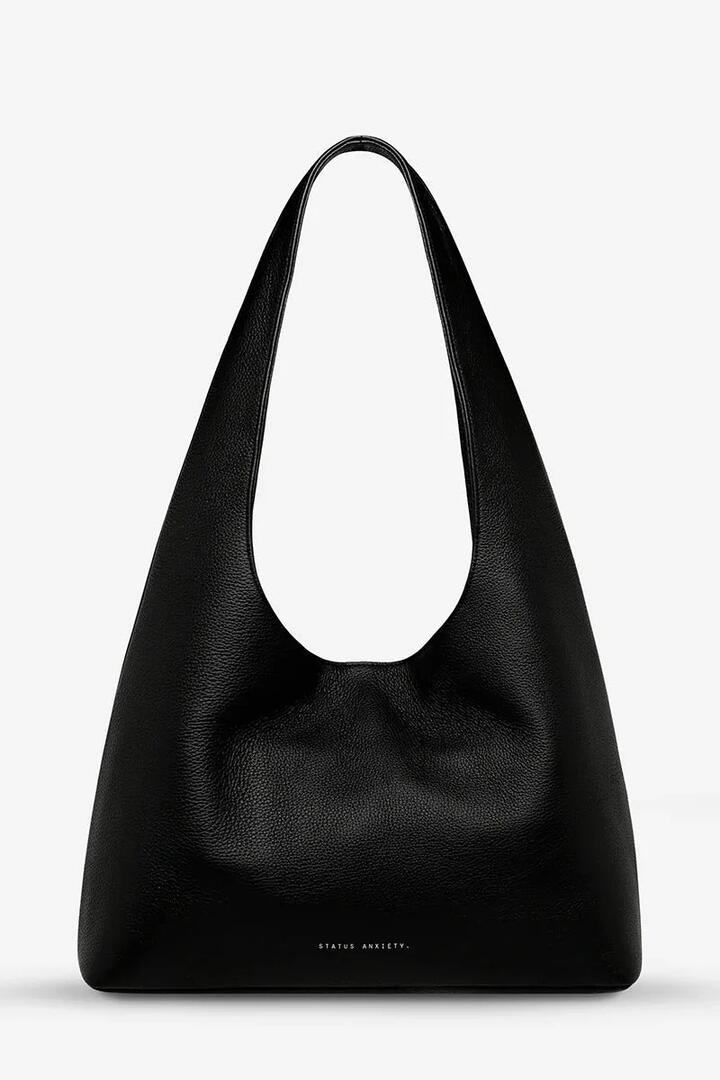 Image of Bags. Product name - Solstice Black Large Slouch Leather Shoulder Bag in Black colour by brand - Status Anxiety