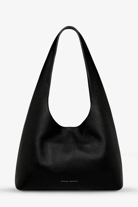 Image of Bags. Product name - Solstice Black Large Slouch Leather Shoulder Bag in Black colour by brand - Status Anxiety