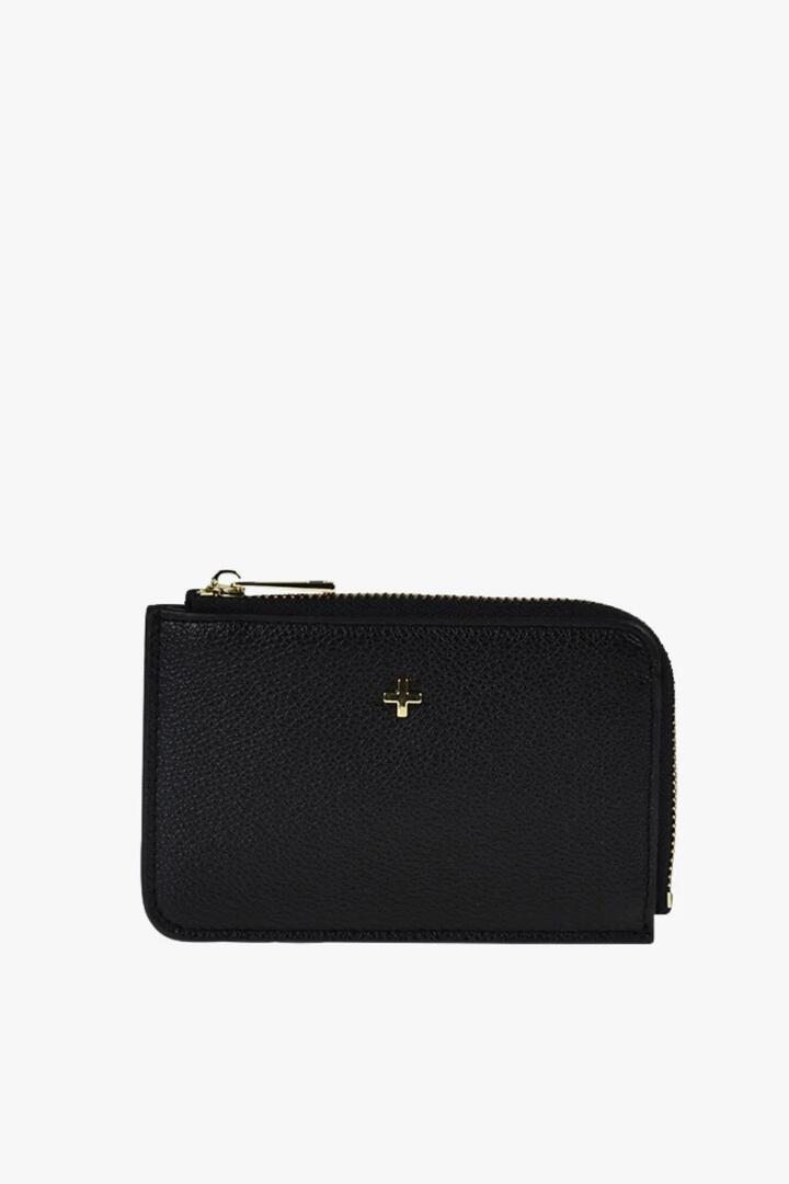 Image of Wallets & Money Clips. Product name - Fitz Black Pebble Vegan Leather Card Holder in Black colour by brand - Peta + Jain
