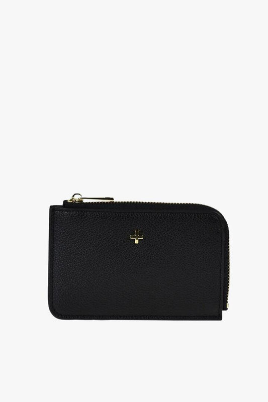 Image of Wallets & Money Clips. Product name - Fitz Black Pebble Vegan Leather Card Holder in Black colour by brand - Peta + Jain