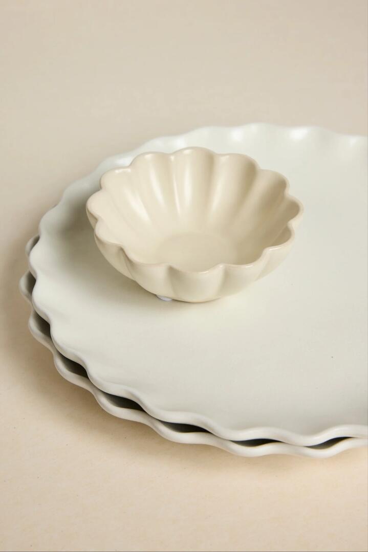 Image of Kitchen & Dining. Product name - Wave Matte Ivory Dipping Bowl in colour by brand - Willow & Mae