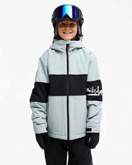 Image of Coats & Jackets. Product name - Quiksilver Boys 8-16 High In The Hood Snow Jacket Quarry in Quarry colour by brand - Quiksilver